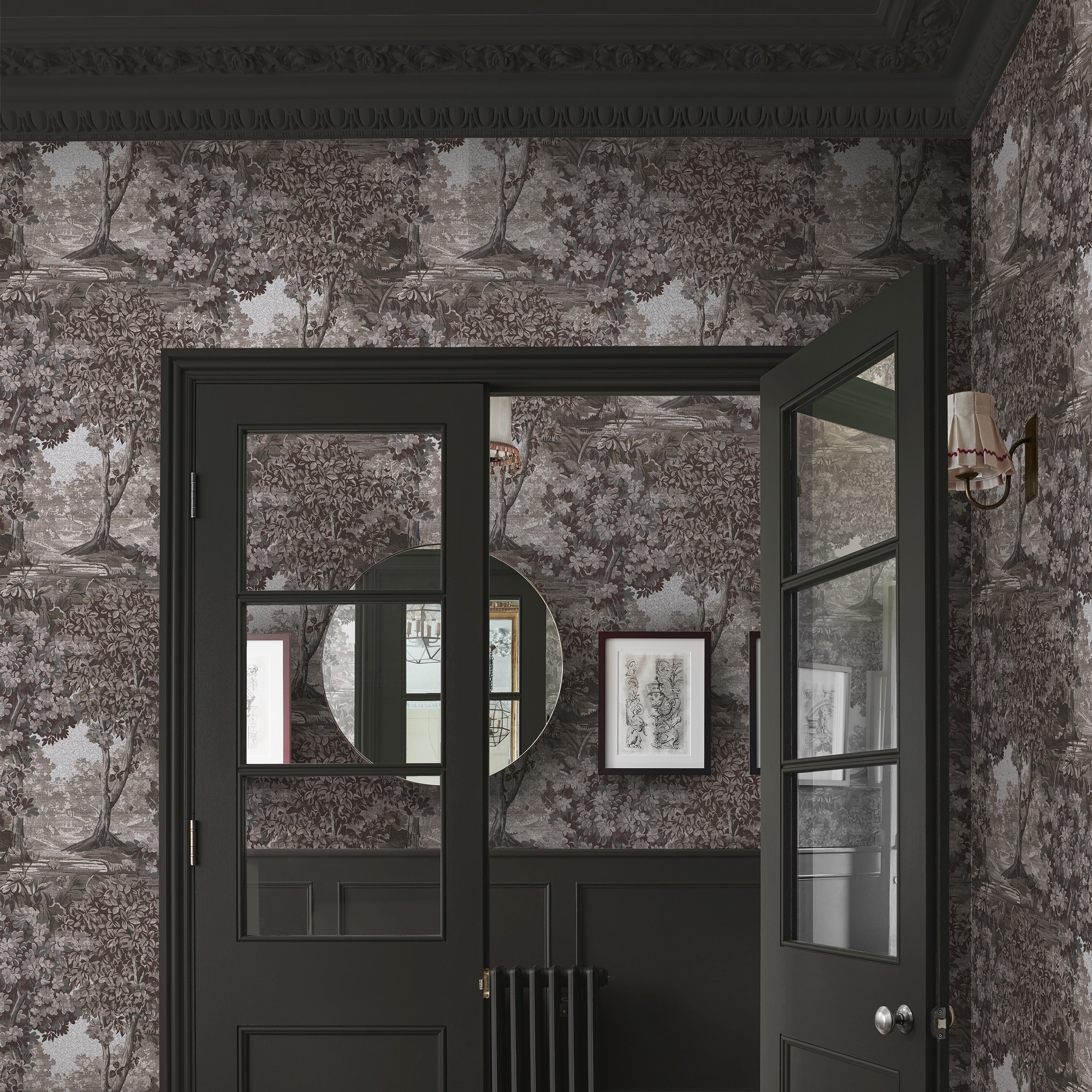 Bodenham Etching Wallpaper 127903 By Graham Brown In Charcoal Grey